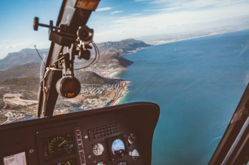 the aerial view of cape peninsula from a helicopter in cape town,south africa.